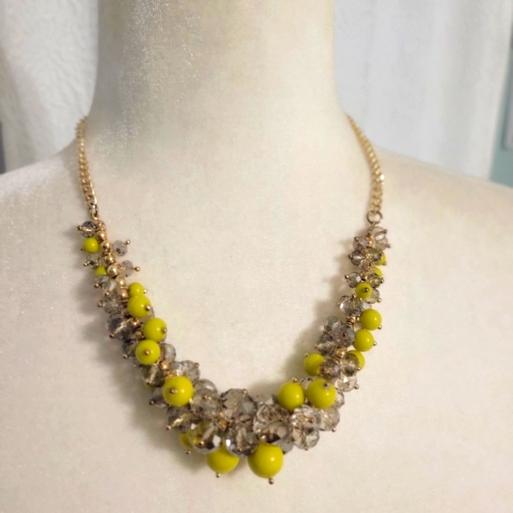 Crystal Cluster Beaded Statement Necklace